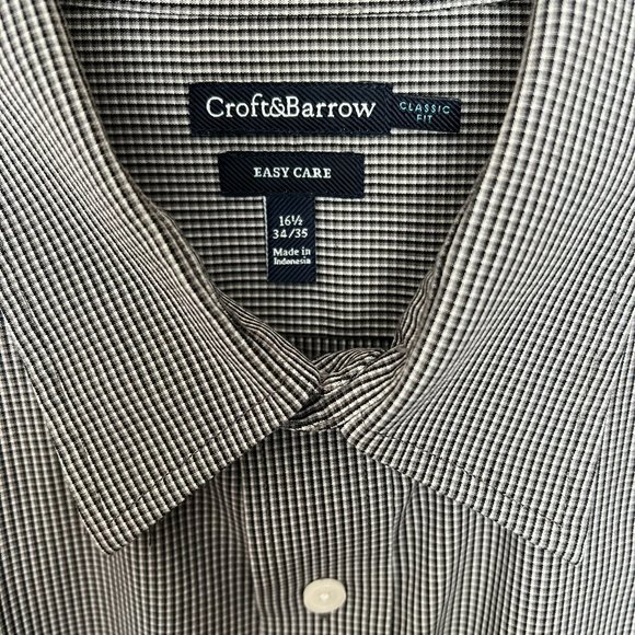 (2) Patterned Cotton Blend Collared Shirts // Croft & Barrow Men's Size 16.5 - Picture 4 of 10